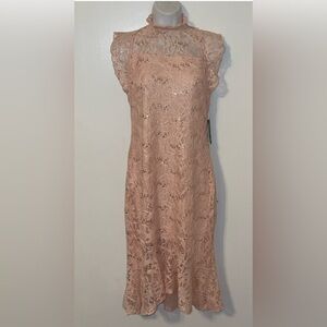 NWT Alex B beautiful elegant lace sequins dress pink size 8